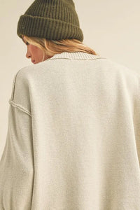 Aemi+Co Ribbed Hem Exposed Seam Round Neck Sweater - Brittney MADE