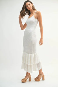MABLE Sleeveless Shoulder Tie Rose Knit Midi Dress - Brittney MADE