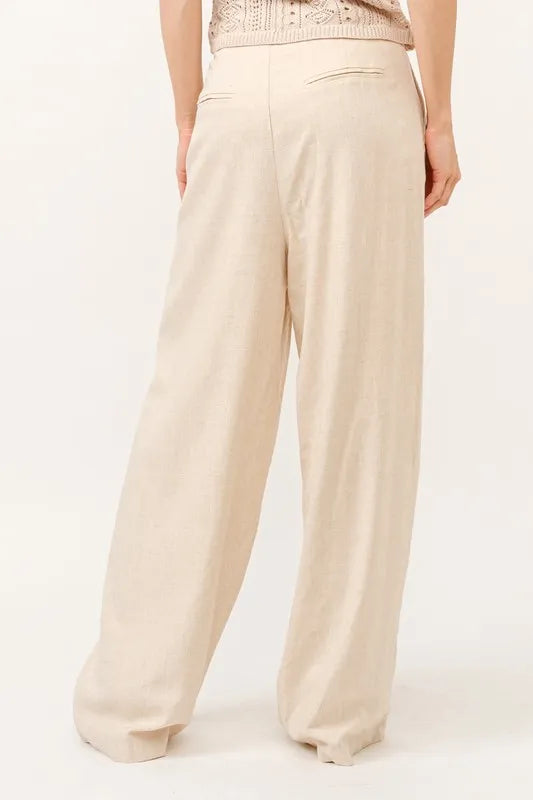 And The Why High-Rise Wide Leg Linen Blended Pants - Brittney MADE