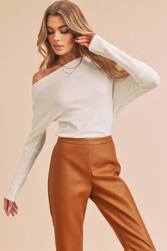 Aemi + Co One Shoulder Long Sleeve Knit Top - Brittney MADE