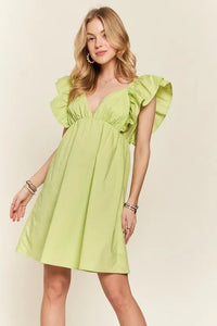 ADORA Smocked Back Ruffled Cap Sleeve Babydoll Dress - Brittney MADE