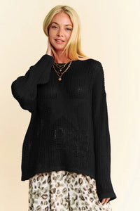 Davi & Dani Star Front Crochet Drop Shoulder Knit Top - Brittney MADE