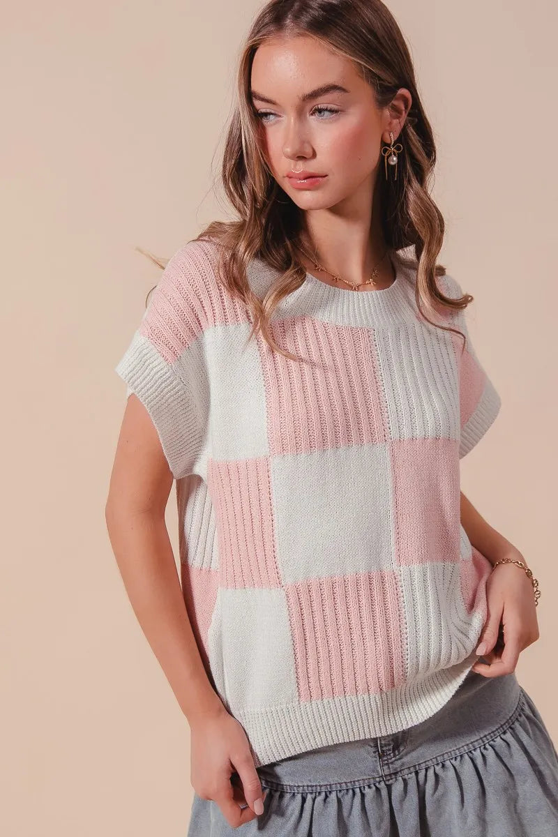 SO ME Check Plaid Casual Sweater Top - Brittney MADE