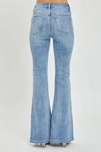 Risen Full Size High Rise Frayed Hem Flare Jeans - Brittney MADE