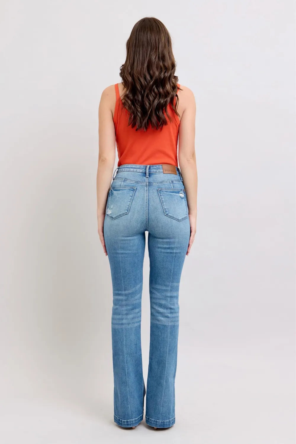 Judy Blue HW Tummy Control Vintage Wash Side Slit Slim Boot Jeans - Brittney MADE