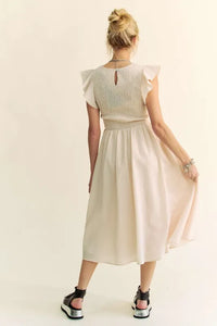 Davi & Dani Ruffled Cap Sleeve Smocked Midi Dress - Brittney MADE
