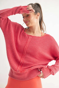 MONO B Chunky Waffle Boat Neck Sweater - Brittney MADE