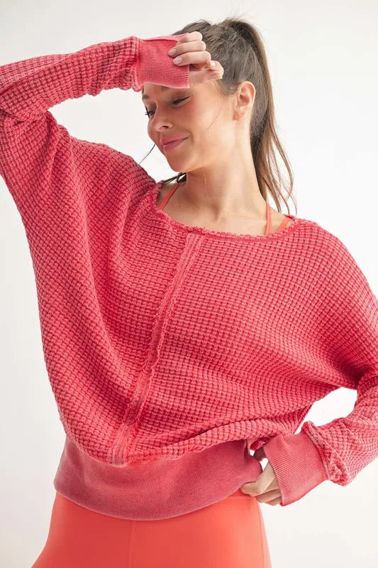 MONO B Chunky Waffle Boat Neck Sweater - Brittney MADE