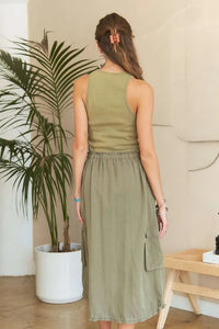 ADORA Drawstring Sleeveless Washed Dress - Brittney MADE