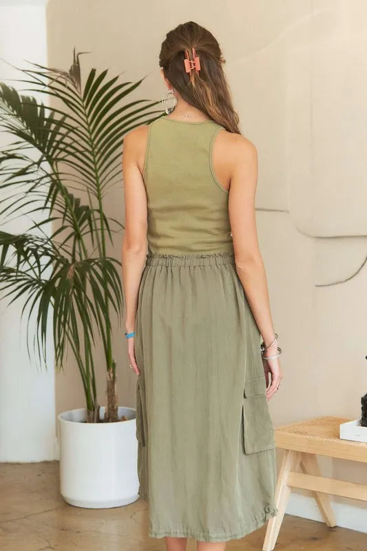 ADORA Drawstring Sleeveless Washed Dress - Brittney MADE