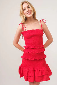 And The Why Tied Straps Ruffled Smocked Dress - Brittney MADE