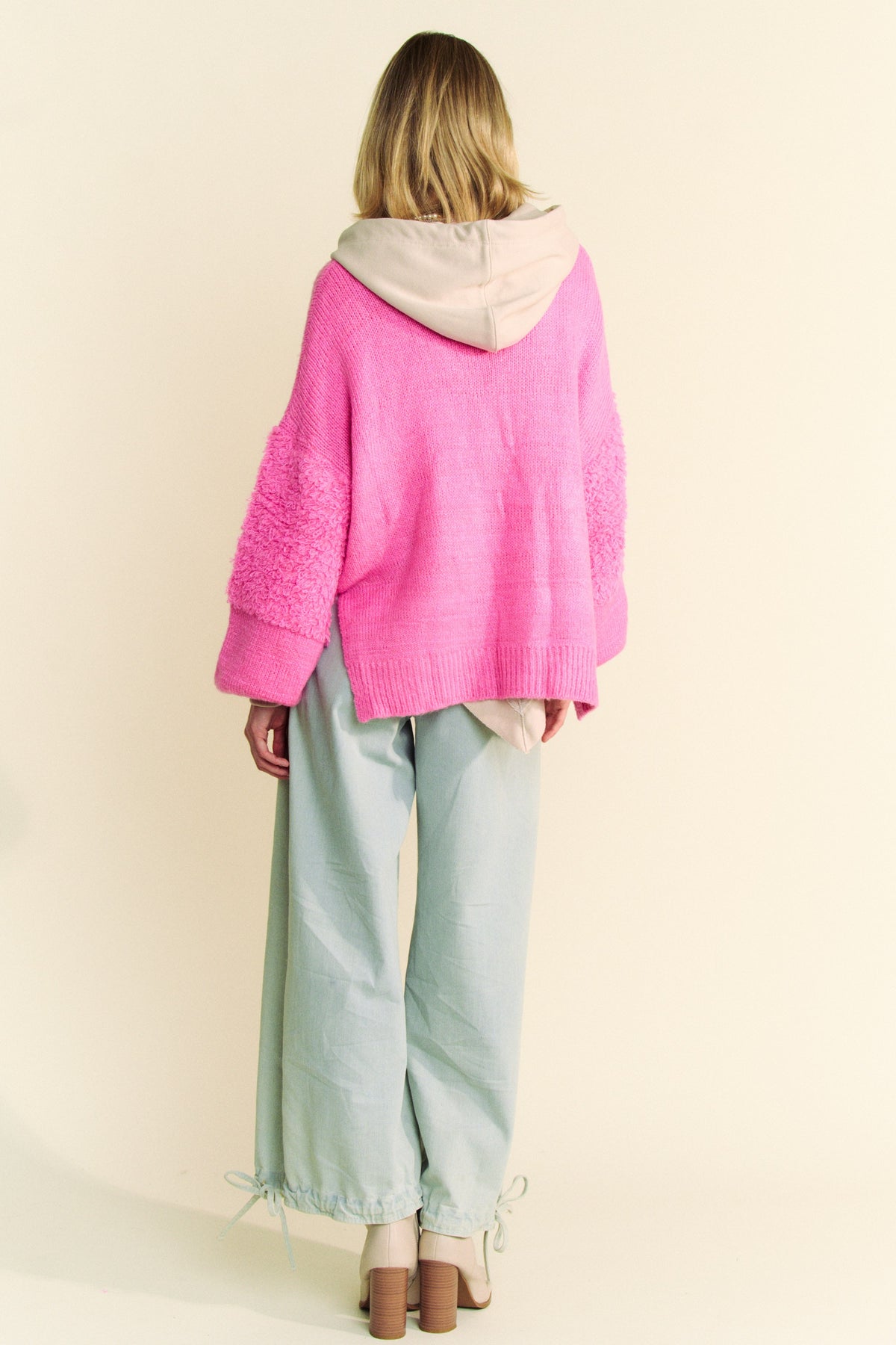 Davi & Dani Side Slit Open Front Long Sleeve Cardigan - Brittney MADE
