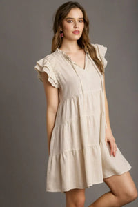 Umgee Full Size Linen A-line Tiered Mini Dress Plus Size - Brittney MADE