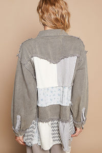 POL Raw Hem Patchwork Dropped Shoulder Jacket - Brittney MADE