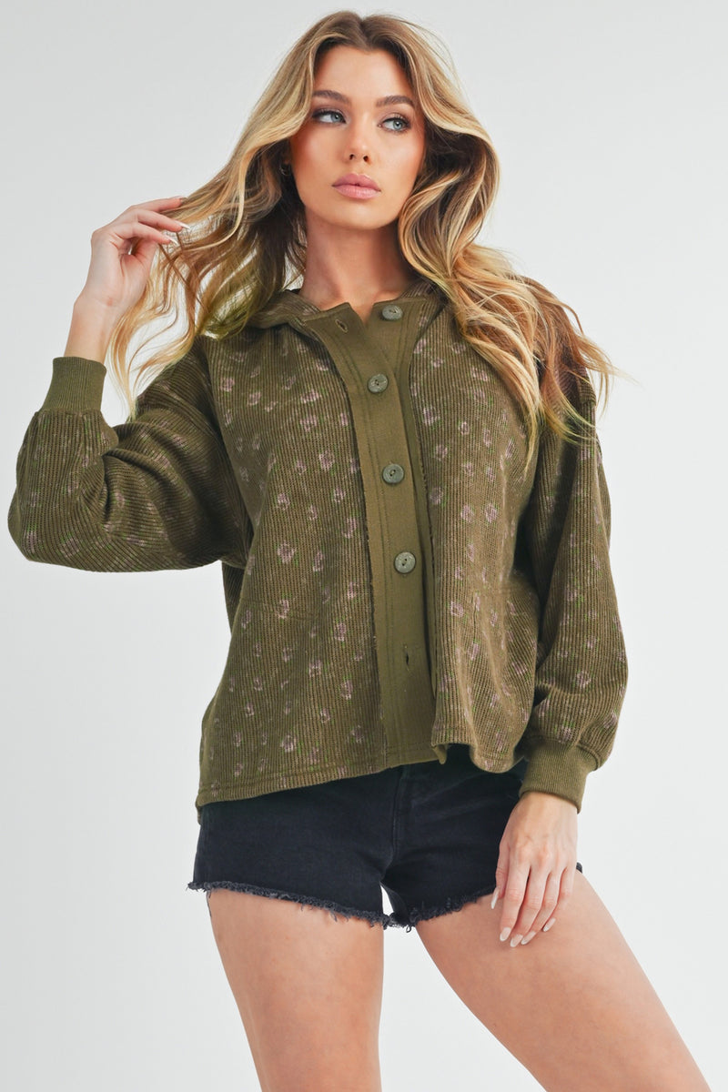 Aemi + Co Floral Button Up Hooded Jacket - Brittney MADE