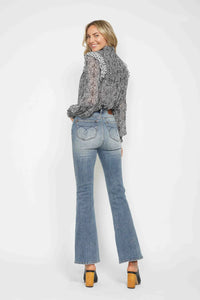 Judy Blue Full Size Tummy Control Back Embroidered Pocketed Bootcut Jeans Plus Size - Brittney MADE