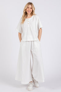 Ces Femme Half Button Half Sleeve Top and Pants Set - Brittney MADE