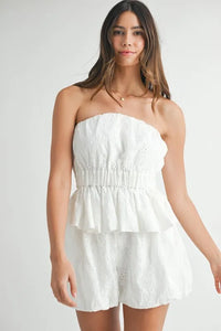 MABLE Floral Eyelet Lace Tube Top and Short Set - Brittney MADE
