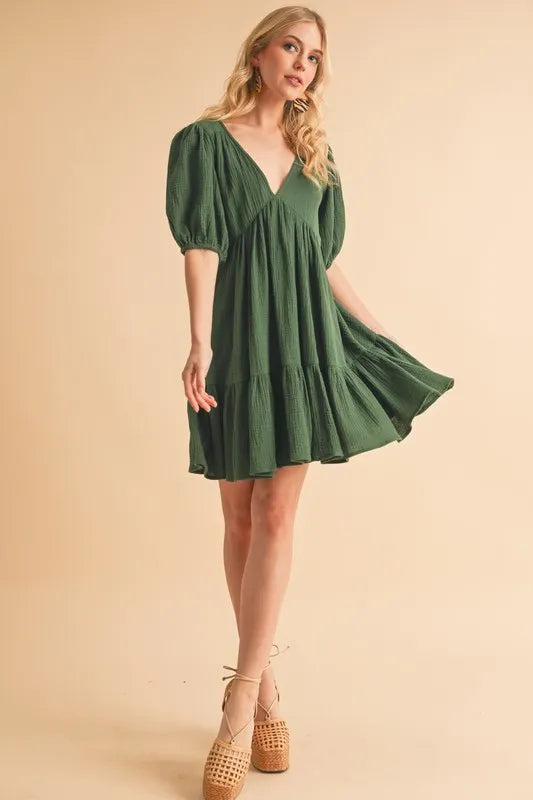 Aemi+Co Tied Back Ruffled Short Sleeve Mini Dress - Brittney MADE