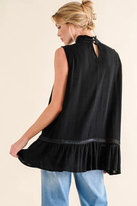 And The Why Lace Detail Sleeveless Ruffled Top - Brittney MADE