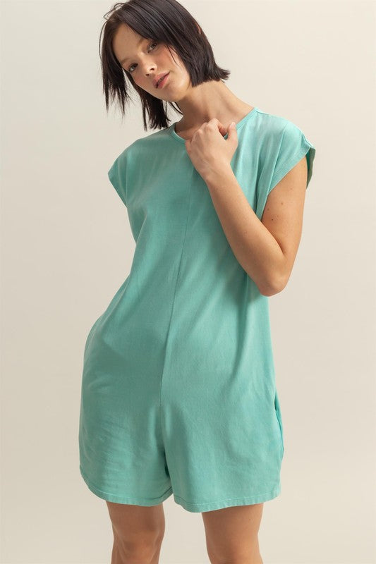 HYFVE Round Neck Cap Sleeve Relaxed Fit Breezy Romper - Brittney MADE