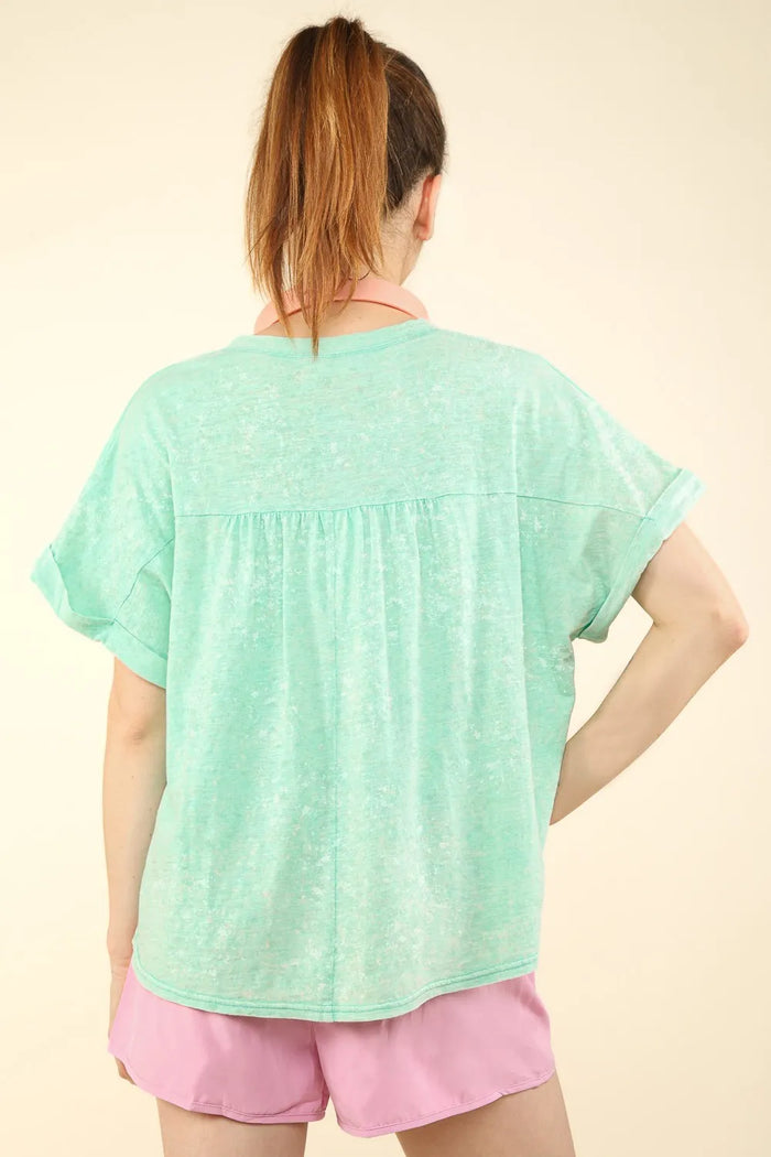VERY J Nochted Short Sleeve Washed T-Shirt - Brittney MADE
