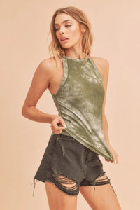 Aemi + Co Ribbed Tie-Dye Round Neck Tank - Brittney MADE