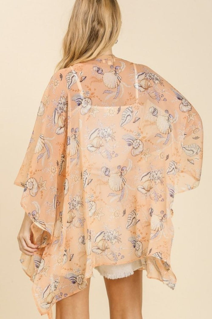 Umgee Full Size Sheer Mixed Print Kimono with Side Slit Plus Size - Brittney MADE