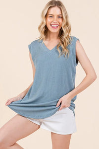 BOMBOM Rib Knit V-Neck Tank - Brittney MADE