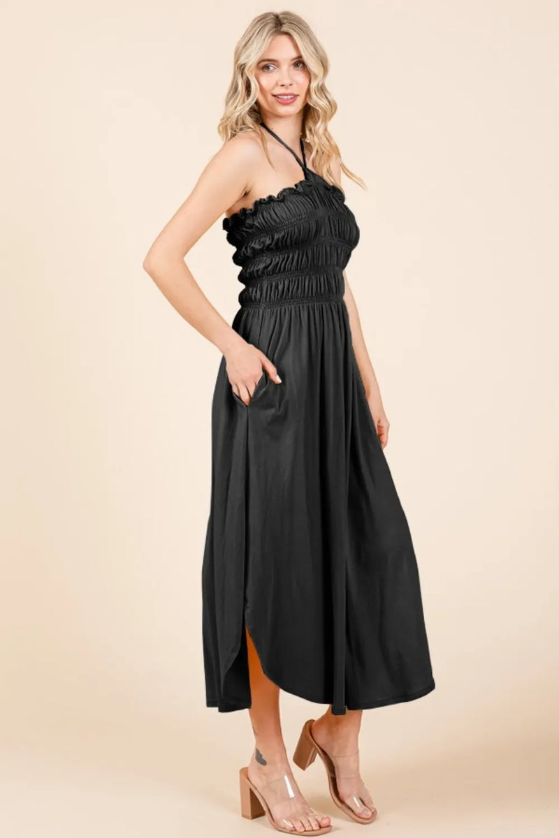 Culture Code Tie Back Shirring Dress with Pockets - Brittney MADE