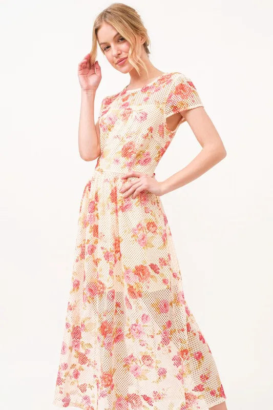 And The Why Fish-Net Floral Printed Midi Dress - Brittney MADE