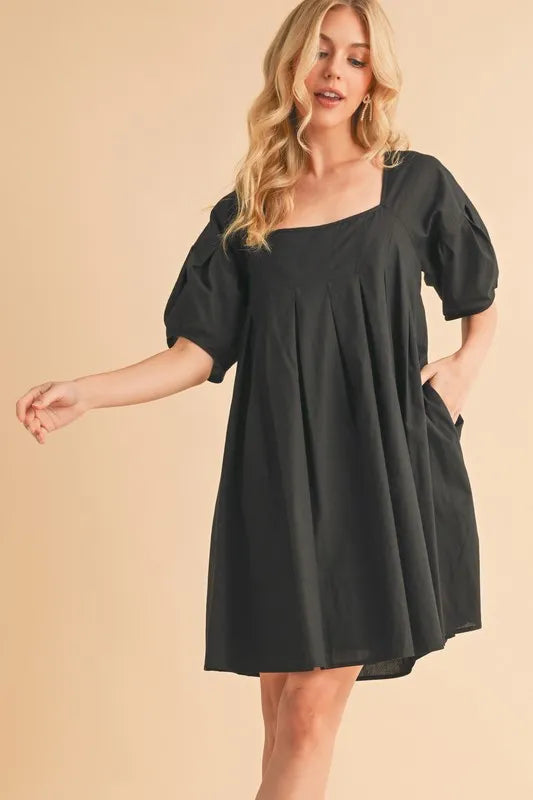 Aemi + Co Square Neck Babydoll Dress with Pockets - Brittney MADE