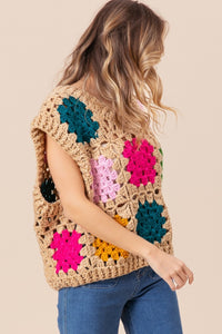 BiBi Granny Square Openwork Sweater Vest - Brittney MADE