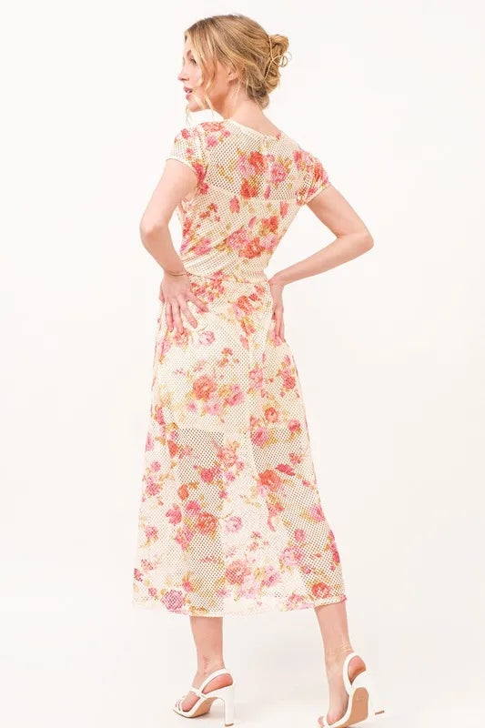 And The Why Fish-Net Floral Printed Midi Dress - Brittney MADE