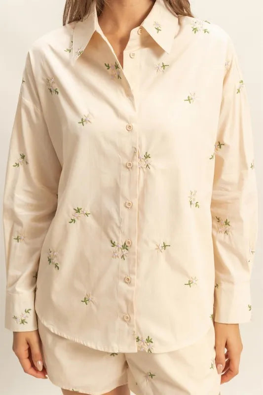 HYFVE Embroidered Long Sleeve Short and Shorts Set - Brittney MADE