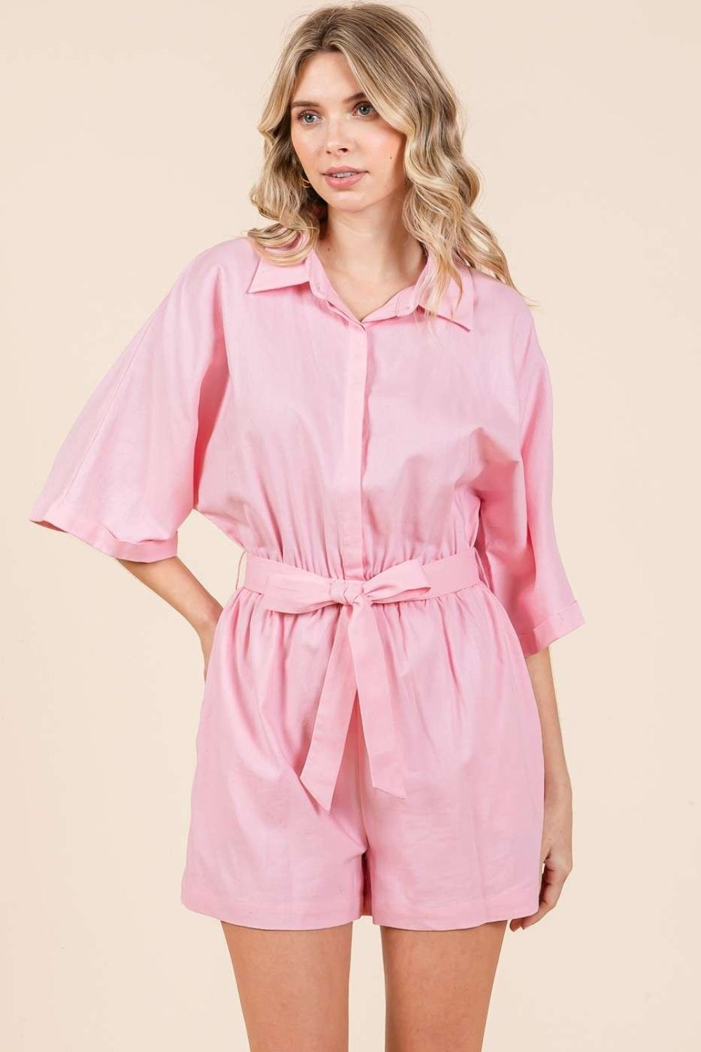 Mittoshop Tie Waist Half Sleeve Romper - Brittney MADE