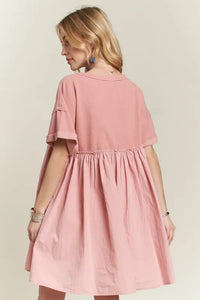 ADORA Round Neck Half Sleeve Babydoll Dress - Brittney MADE