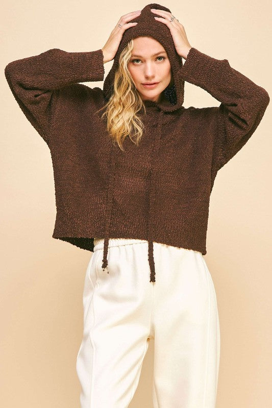 Davi & Dani Drop Shoulder Long Sleeve Hooded Sweater - Brittney MADE