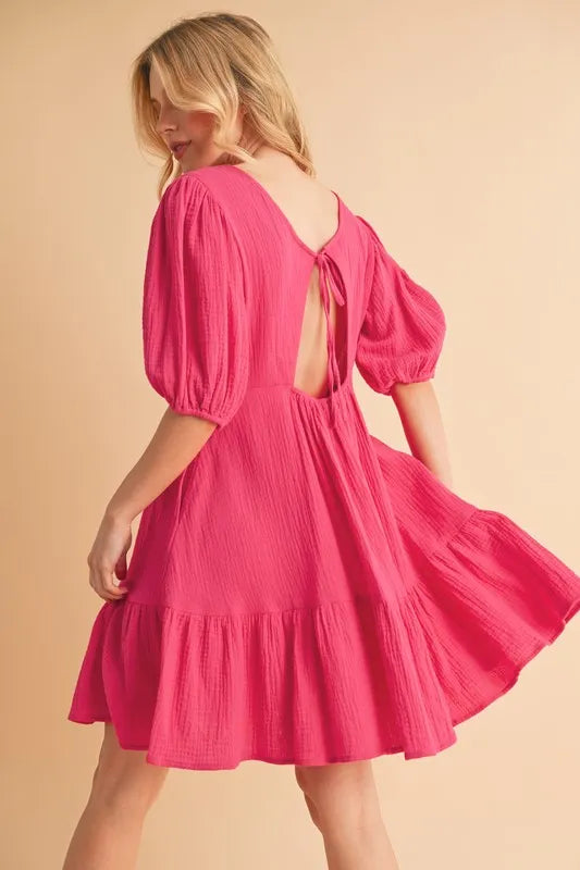 Aemi+Co Tied Back Ruffled Short Sleeve Mini Dress - Brittney MADE