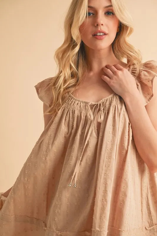 Aemi+Co Ruffled Cap Sleeve Cotton Tunic Mini Dress - Brittney MADE