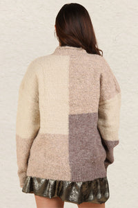 VERY J Color Block Mock Neck Drop Shoulder Sweater - Brittney MADE