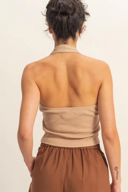 HYFVE Halter Neck Buttoned Washed Top - Brittney MADE