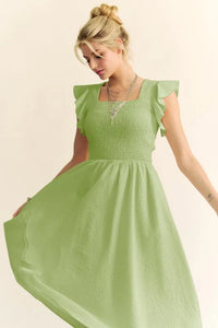 Davi & Dani Ruffled Cap Sleeve Smocked Midi Dress - Brittney MADE