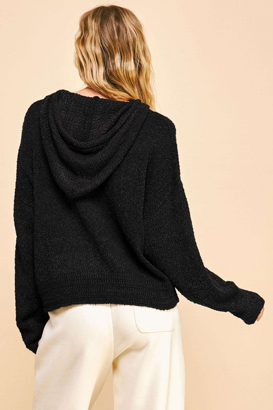Davi & Dani Drop Shoulder Long Sleeve Hooded Sweater - Brittney MADE
