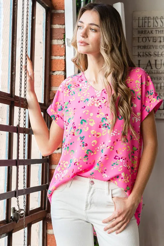Heimish Full Size Animal print V-Neck Short Sleeve T-Shirt Plus Size - Brittney MADE
