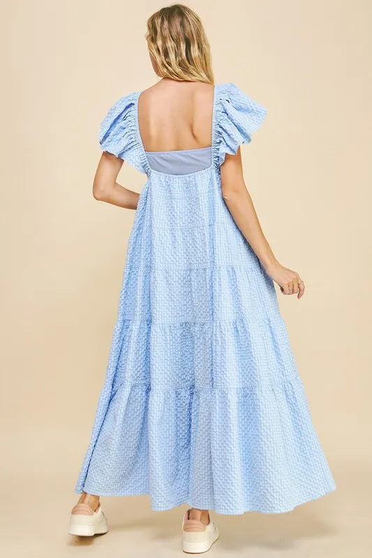 Davi & Dani Crinkled Texture Flutter Cap Sleeve Midi Dress - Brittney MADE