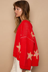 POL Long Sleeve Star Patch Sweater - Brittney MADE