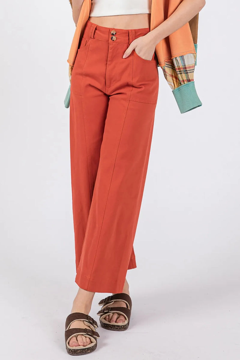 SAGE + FIG Wide Leg Cropped Pants - Brittney MADE