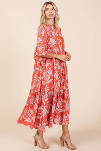 Mittoshop Abstract Leaf Print Tiered Ruffle Dress - Brittney MADE