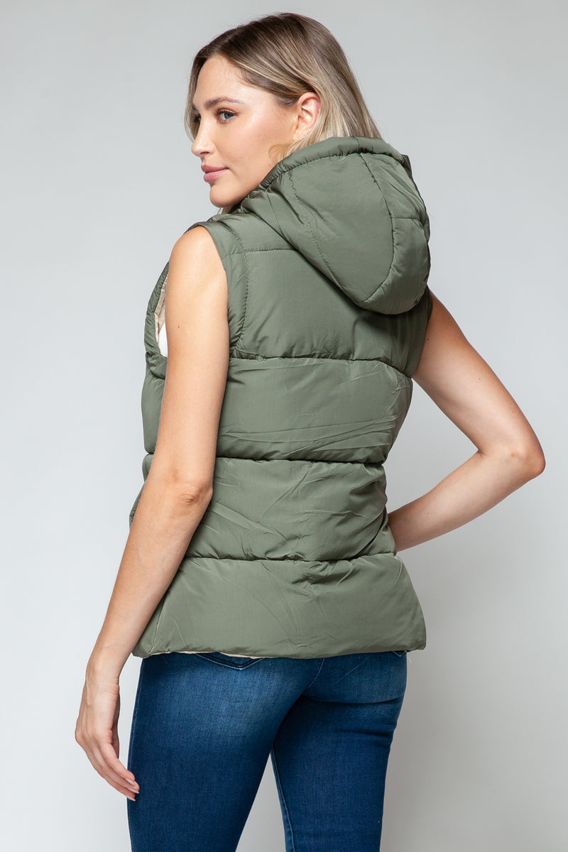 Snobbish Snap and Zip Closure Hooded Vest - Brittney MADE